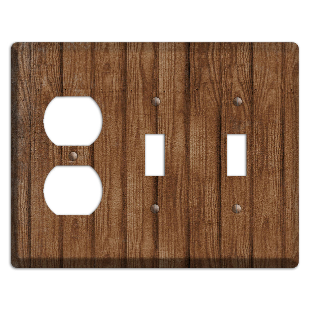 Old Copper Weathered Wood Duplex / 2 Toggle Wallplate