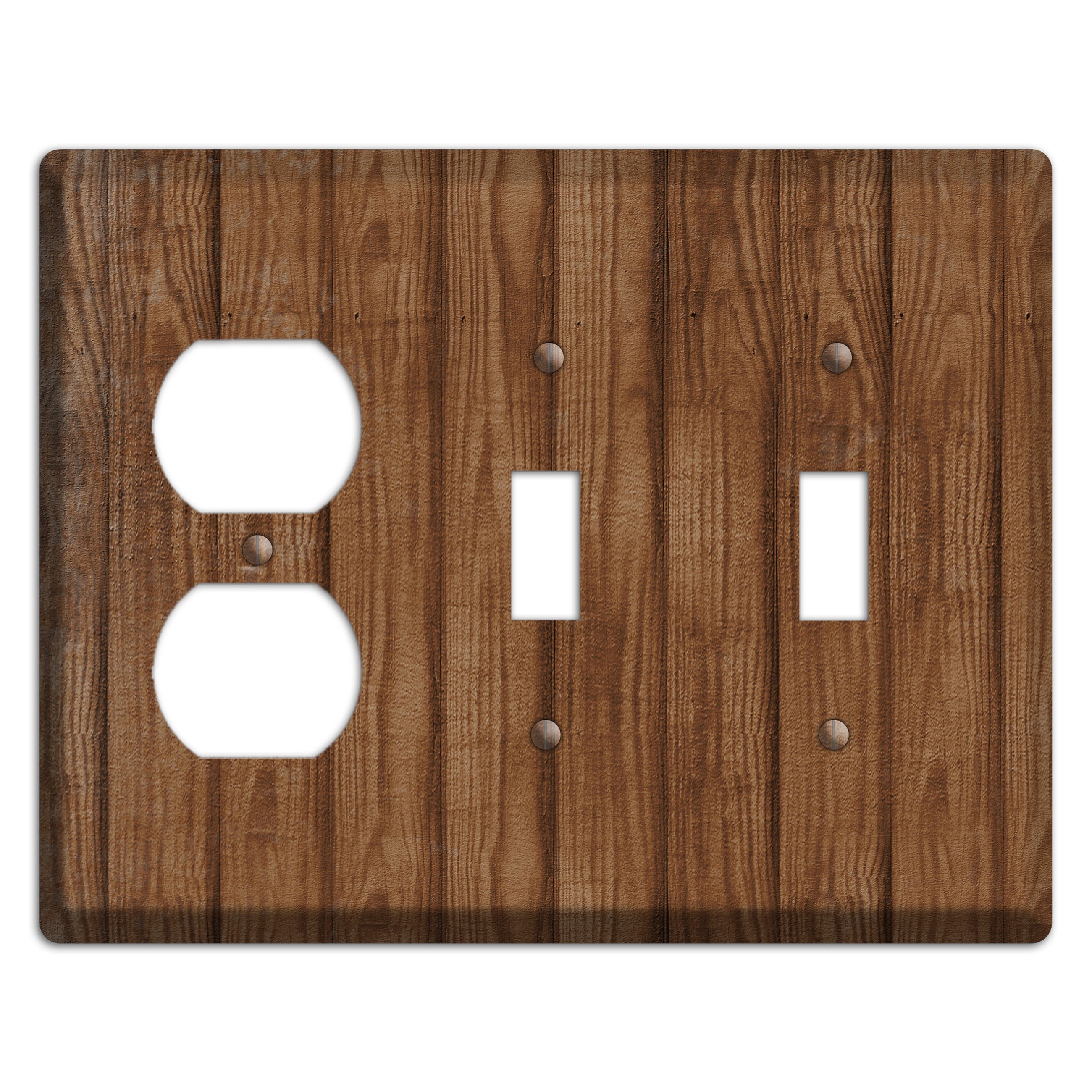 Old Copper Weathered Wood Duplex / 2 Toggle Wallplate