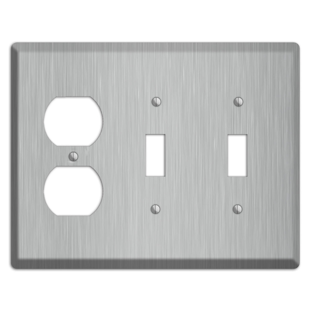 Brushed Stainless Steel Duplex / 2 Toggle Wallplate