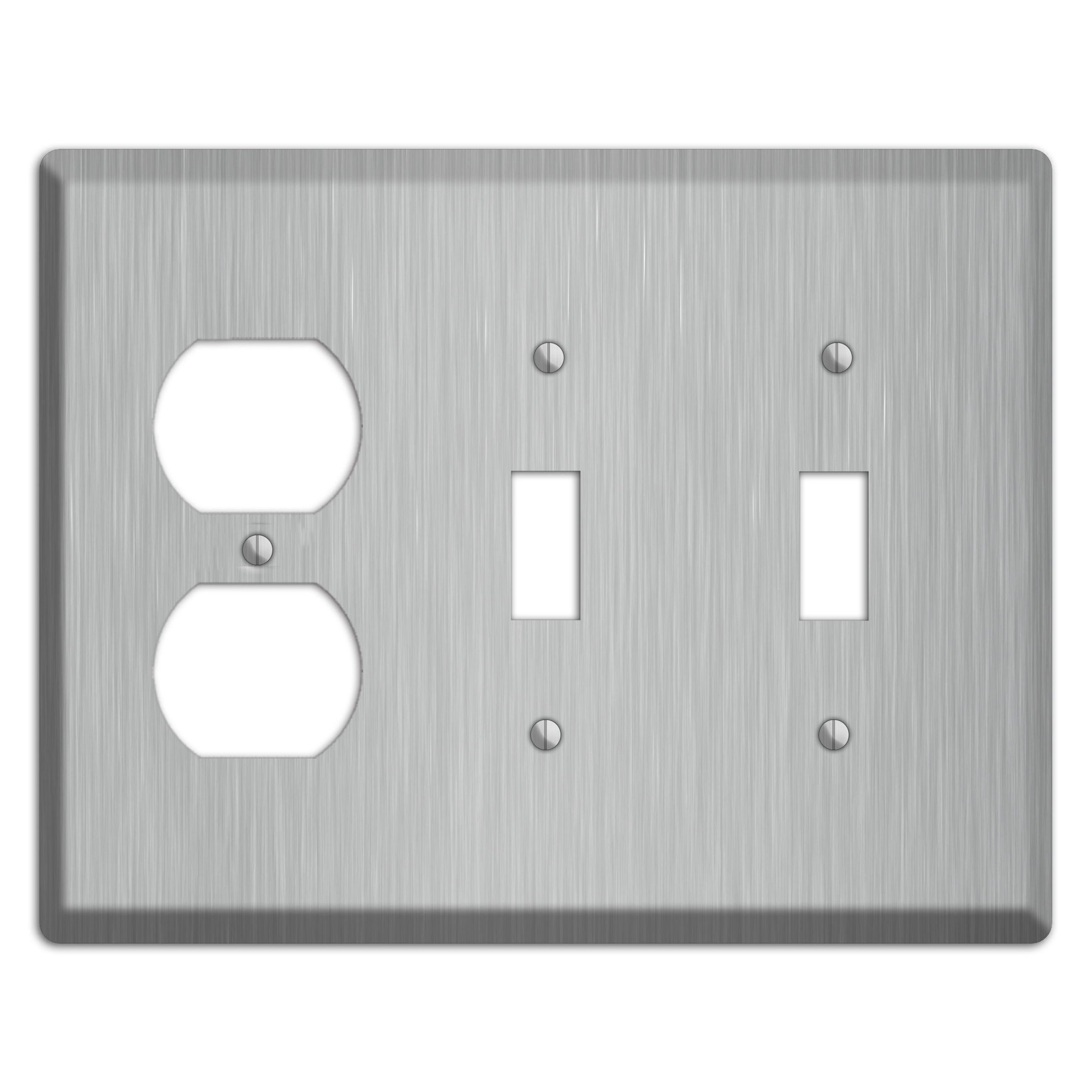 Brushed Stainless Steel Duplex / 2 Toggle Wallplate