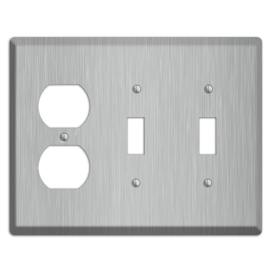 Brushed Stainless Steel Duplex / 2 Toggle Wallplate