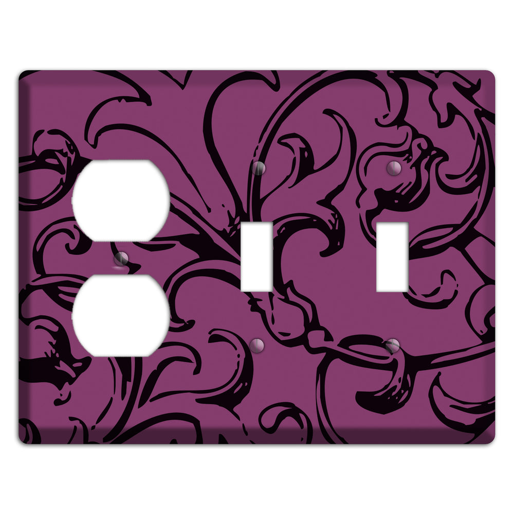 Victorian Fuschia Duplex / 2 Toggle Wallplate