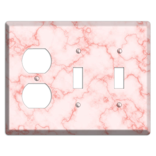 Pink Stained Marble Duplex / 2 Toggle Wallplate