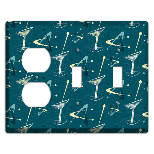 Navy Cocktail Hour Duplex / 2 Toggle Wallplate