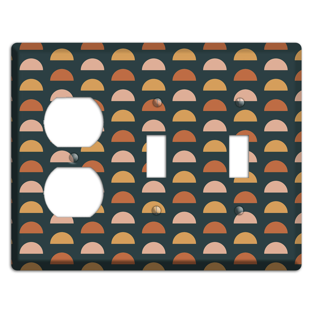 Teal Half Moons Duplex / 2 Toggle Wallplate