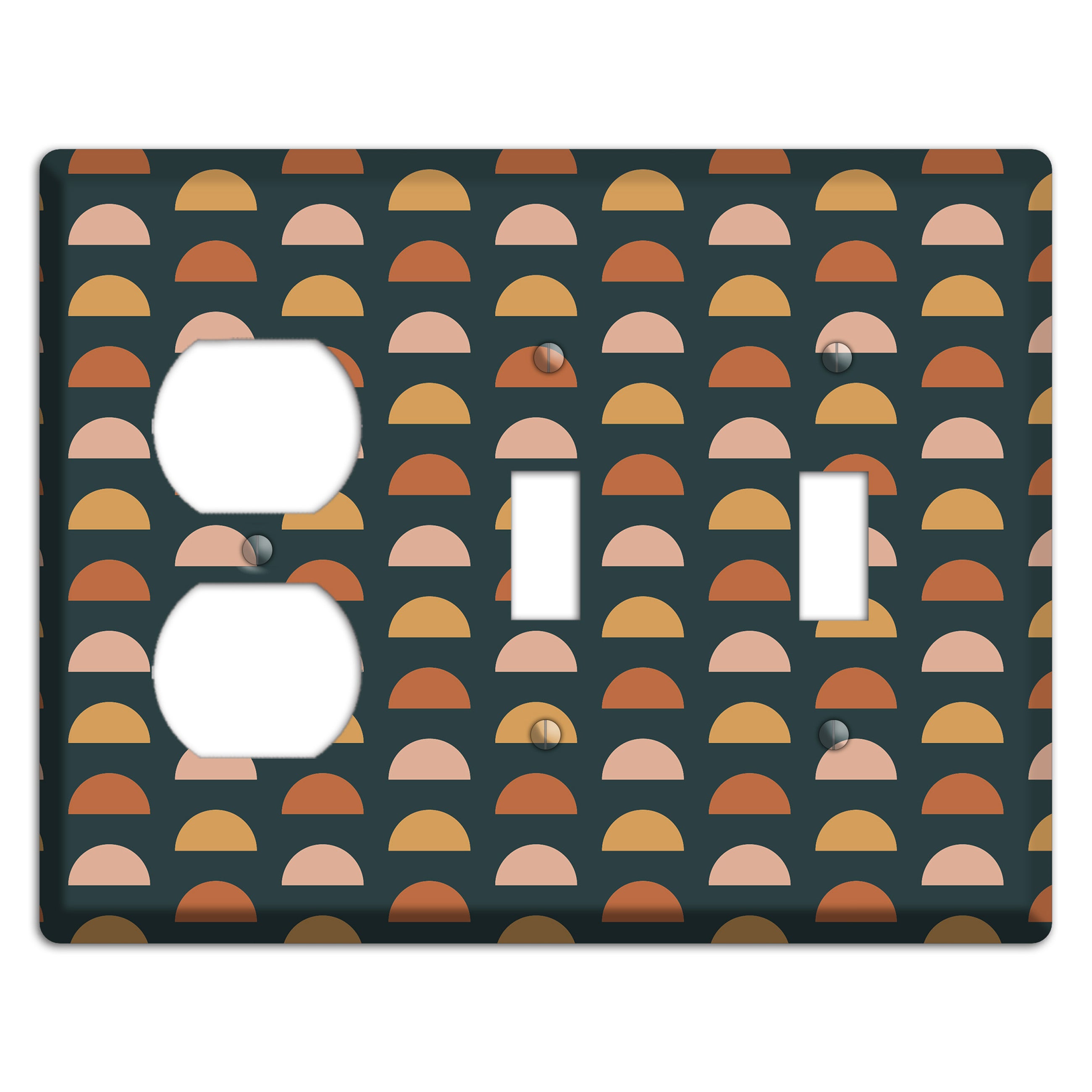 Teal Half Moons Duplex / 2 Toggle Wallplate