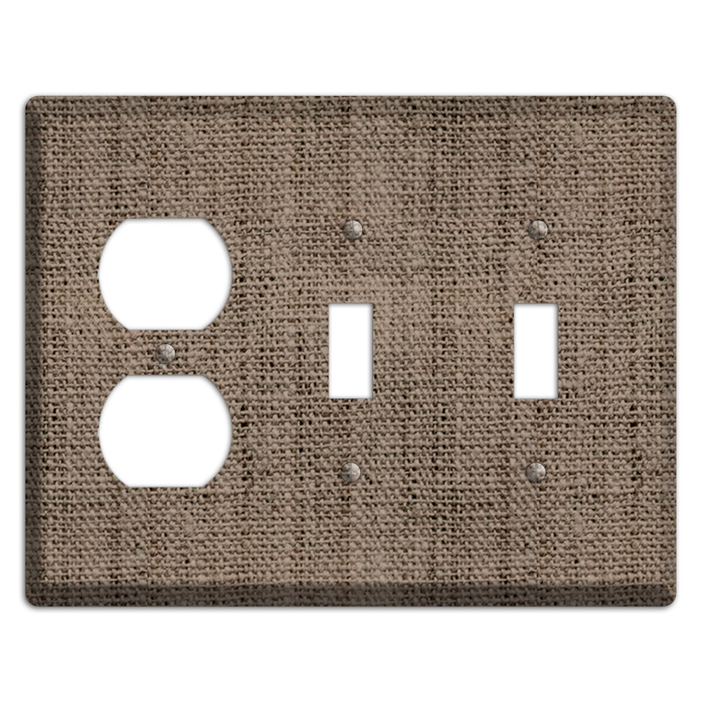 Coffee Burlap Duplex / 2 Toggle Wallplate