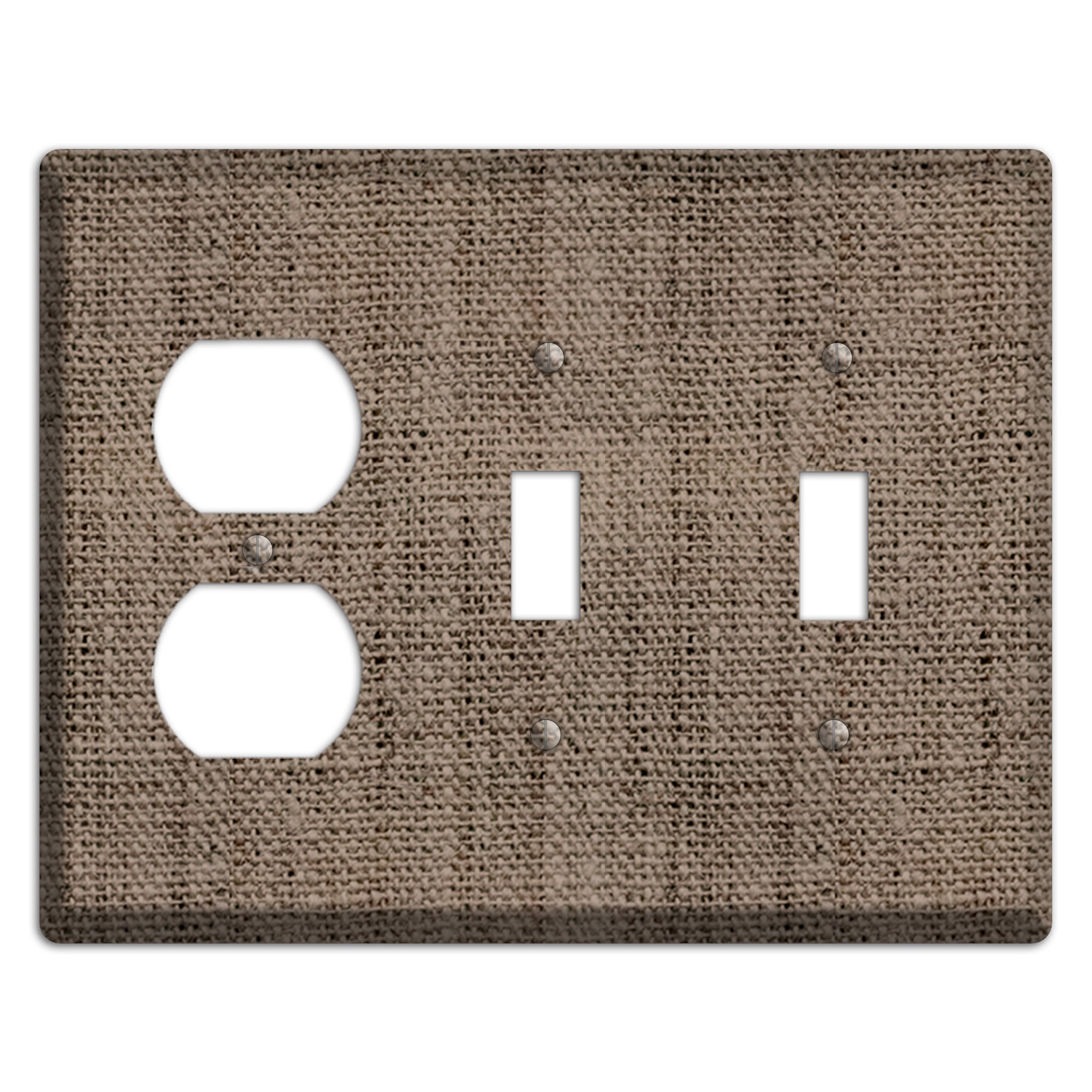 Coffee Burlap Duplex / 2 Toggle Wallplate