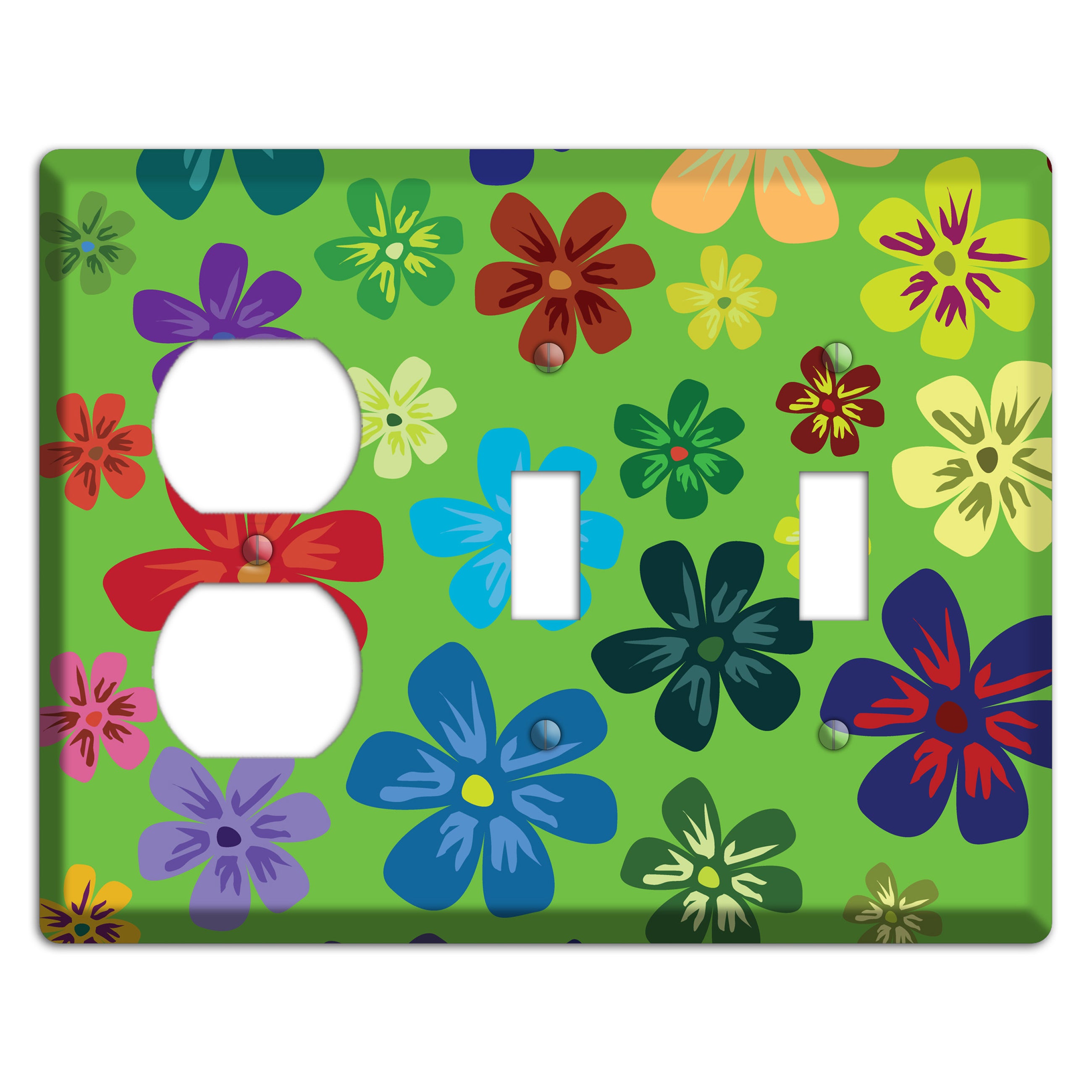 Orange Flowers Duplex / 2 Toggle Wallplate