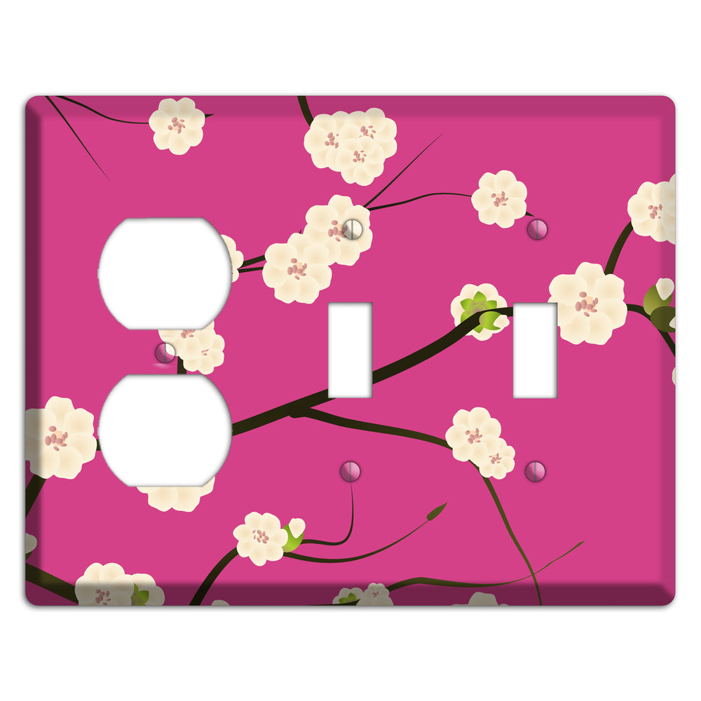 Pink Cherry Blossoms Duplex / 2 Toggle Wallplate