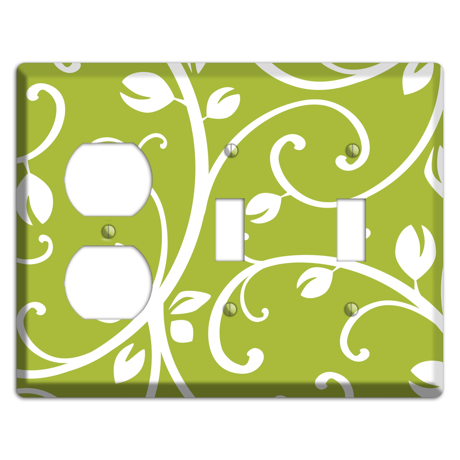 Green Bud Sprig Duplex / 2 Toggle Wallplate