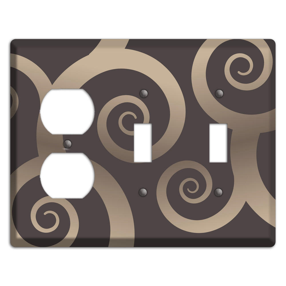 Brown with Beige Large Swirl Duplex / 2 Toggle Wallplate