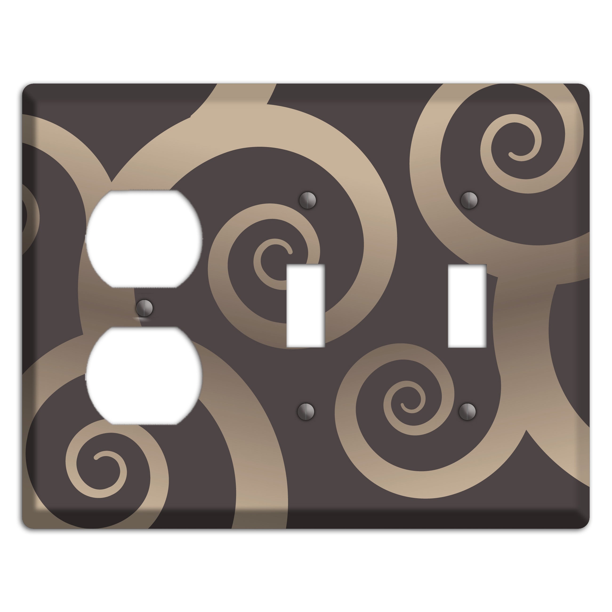 Brown with Beige Large Swirl Duplex / 2 Toggle Wallplate