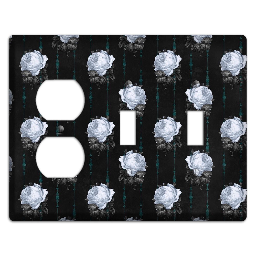 Dramatic Floral Black Duplex / 2 Toggle Wallplate