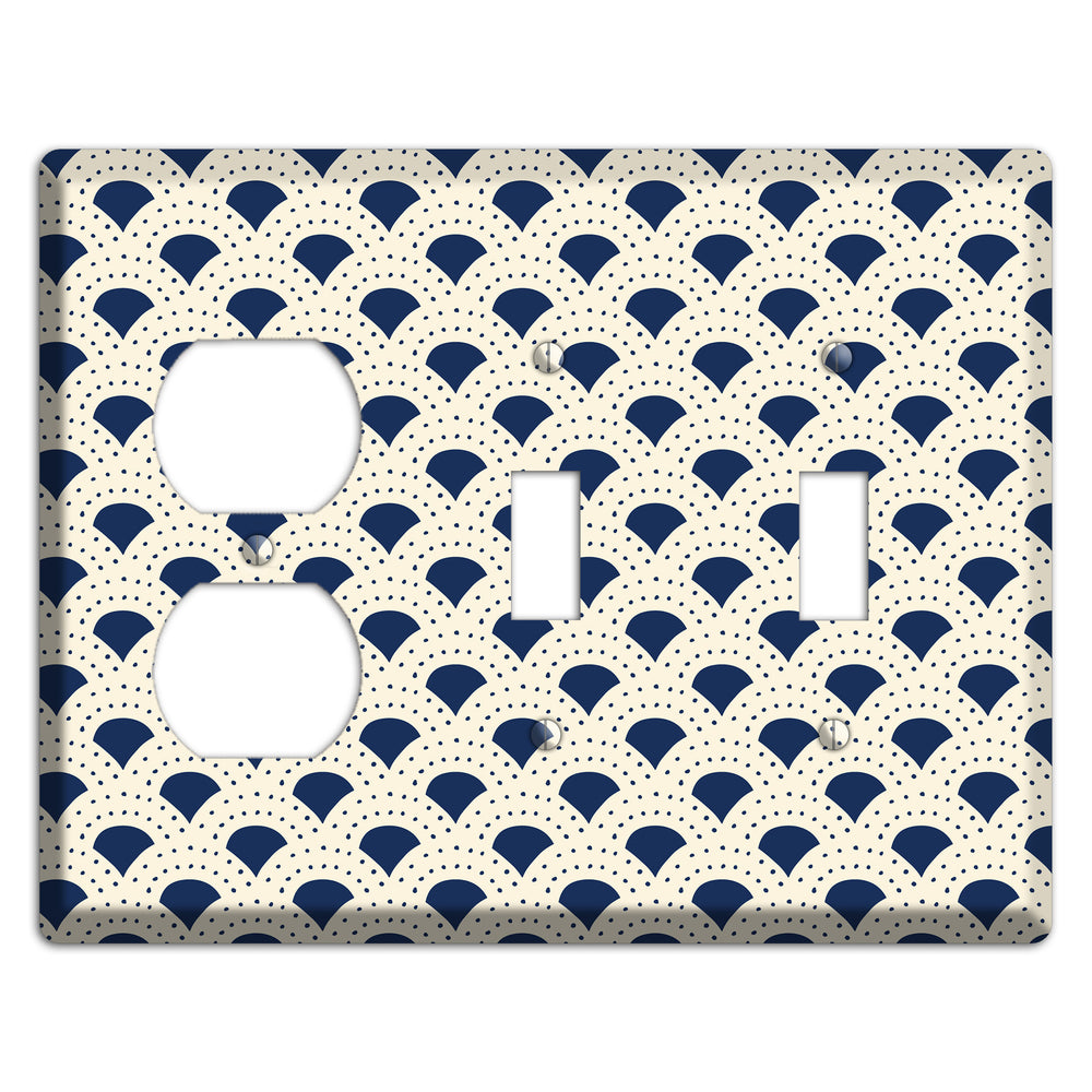 Navy Confetti Fan Duplex / 2 Toggle Wallplate