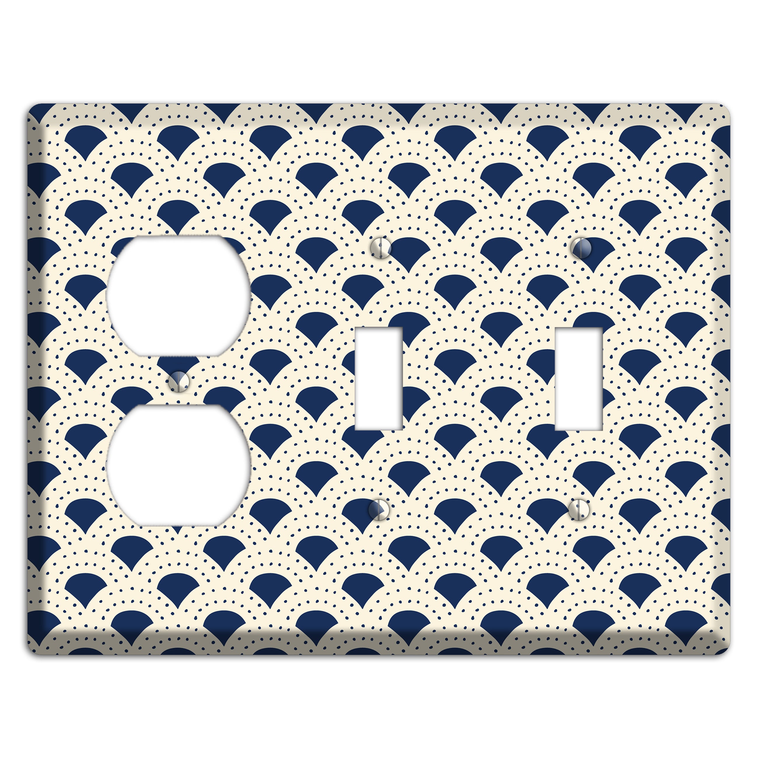 Navy Confetti Fan Duplex / 2 Toggle Wallplate
