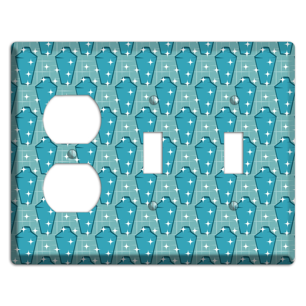Retro Cocktail Shakers Duplex / 2 Toggle Wallplate