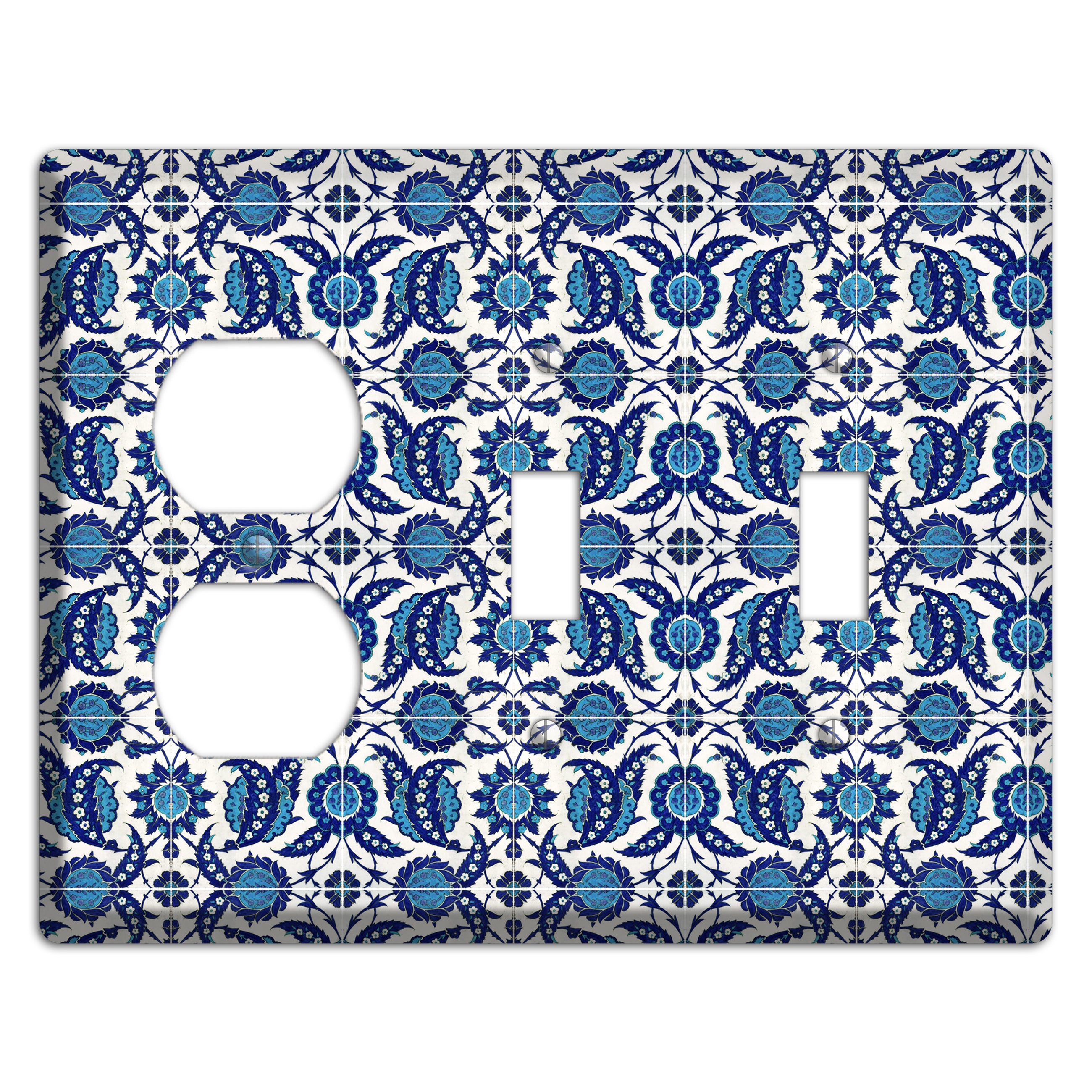 Ornate Paisley Tile Duplex / 2 Toggle Wallplate