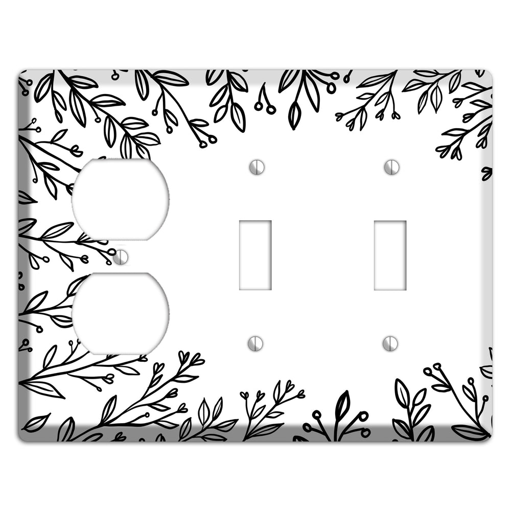 Hand-Drawn Floral 27 Duplex / 2 Toggle Wallplate