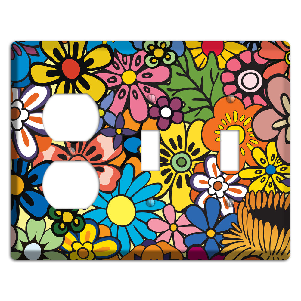 Flower Power Duplex / 2 Toggle Wallplate