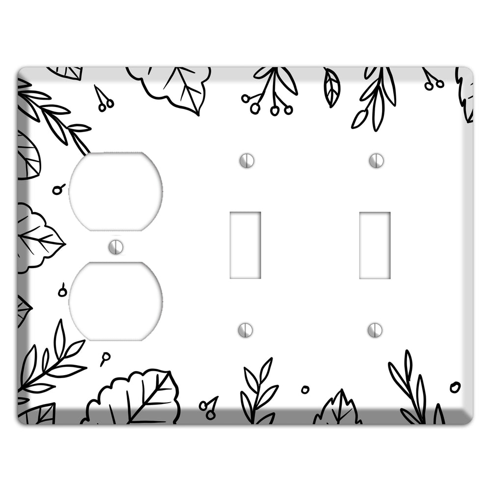 Hand-Drawn Floral 34 Duplex / 2 Toggle Wallplate