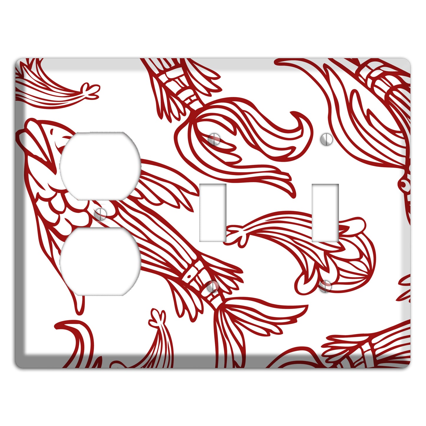 Red and White Koi Duplex / 2 Toggle Wallplate