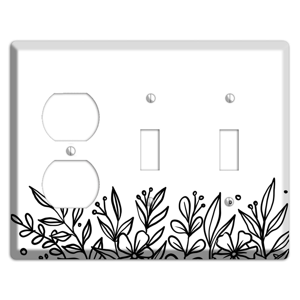 Hand-Drawn Floral 11 Duplex / 2 Toggle Wallplate