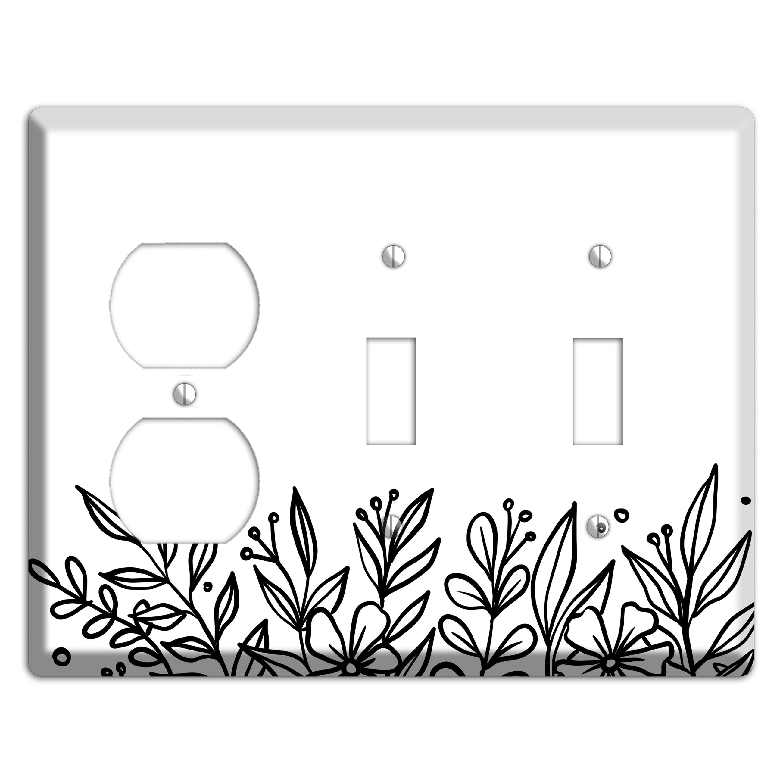 Hand-Drawn Floral 11 Duplex / 2 Toggle Wallplate