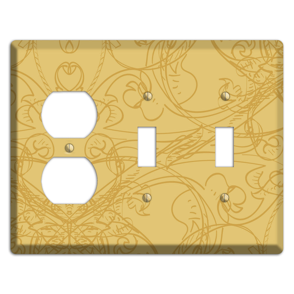 Beige Deco Sketch Duplex / 2 Toggle Wallplate