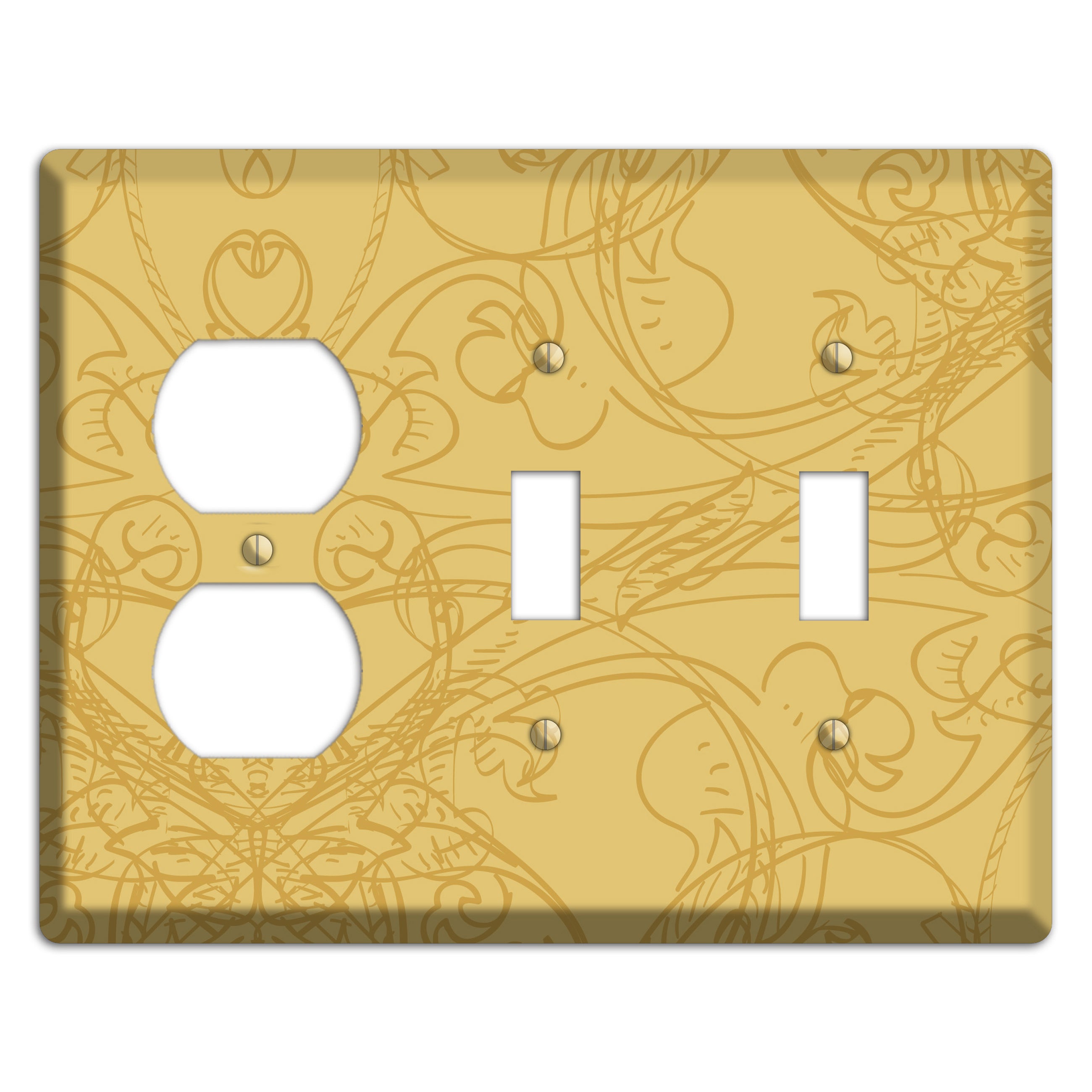 Beige Deco Sketch Duplex / 2 Toggle Wallplate
