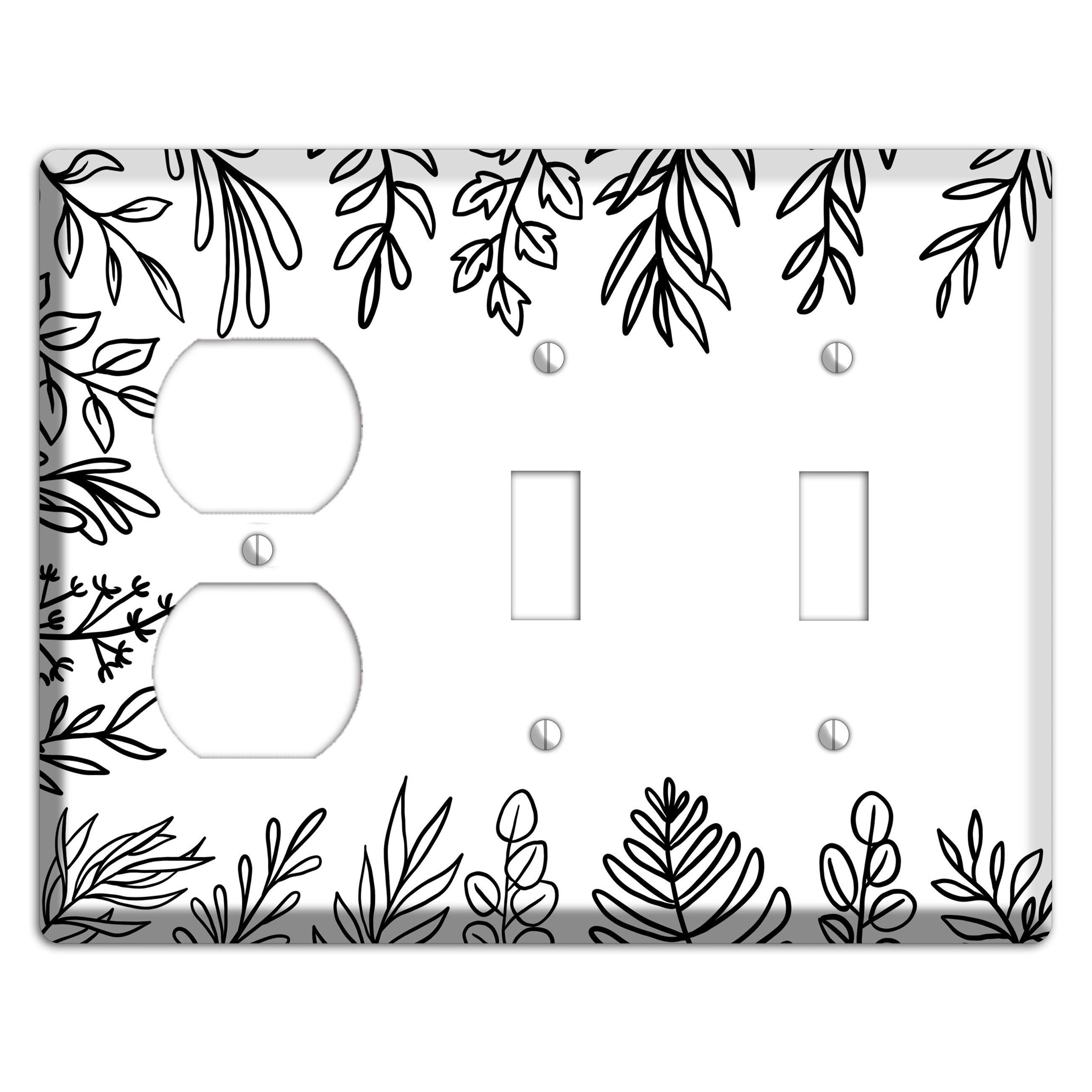 Hand-Drawn Floral 39 Duplex / 2 Toggle Wallplate