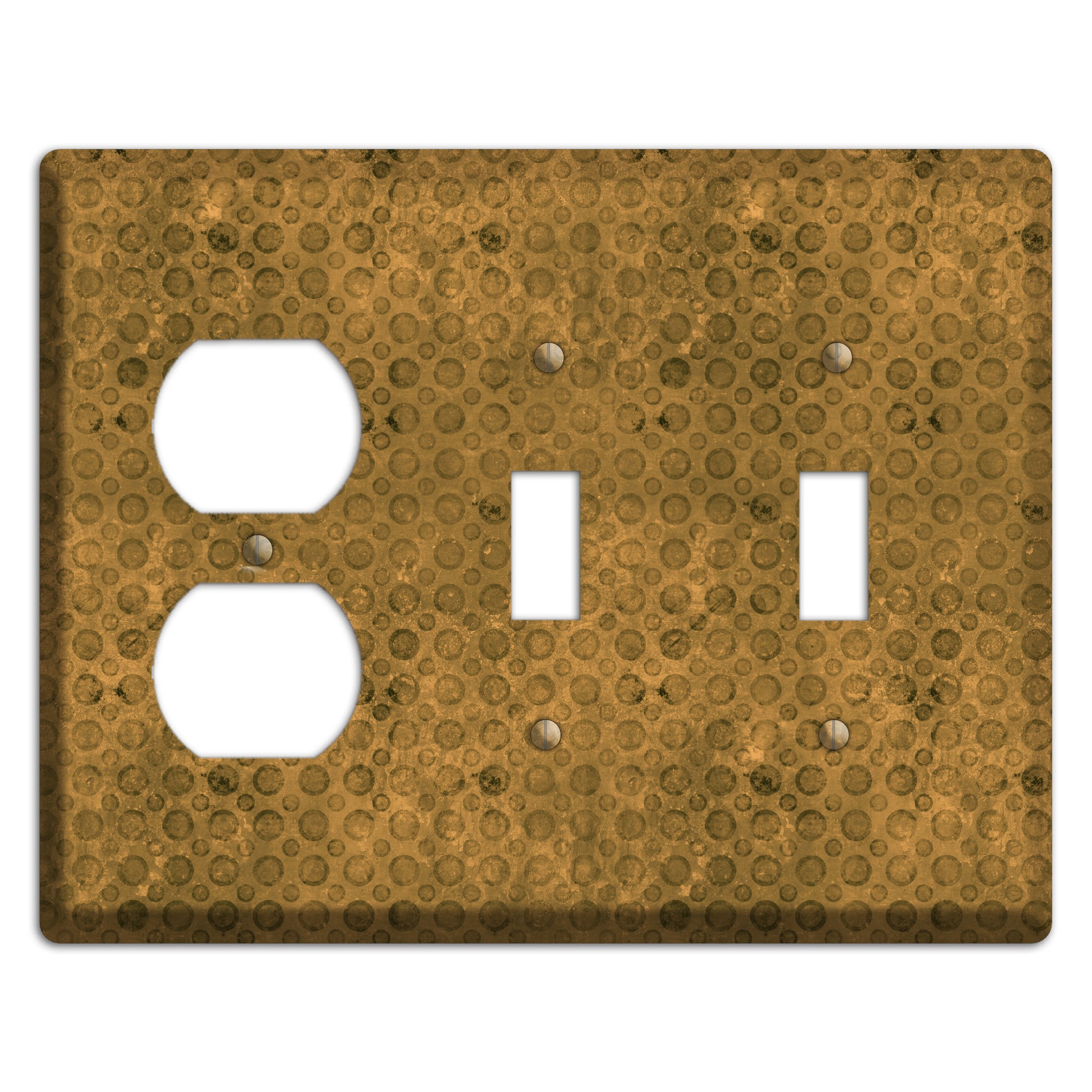 Mustard Circles Duplex / 2 Toggle Wallplate