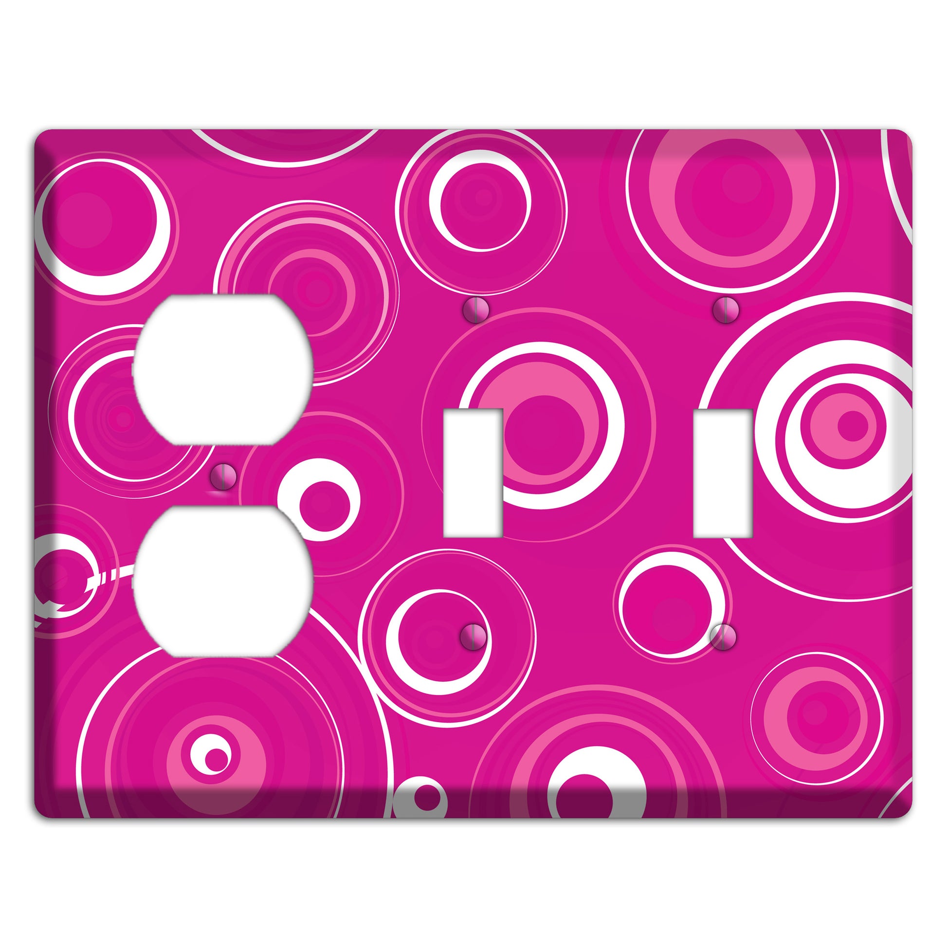 Dark Pink Circles Duplex / 2 Toggle Wallplate