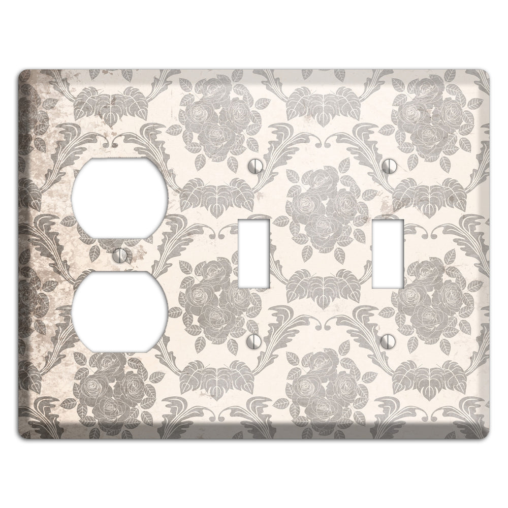Pearl Bush Vintage Rose Damask Duplex / 2 Toggle Wallplate