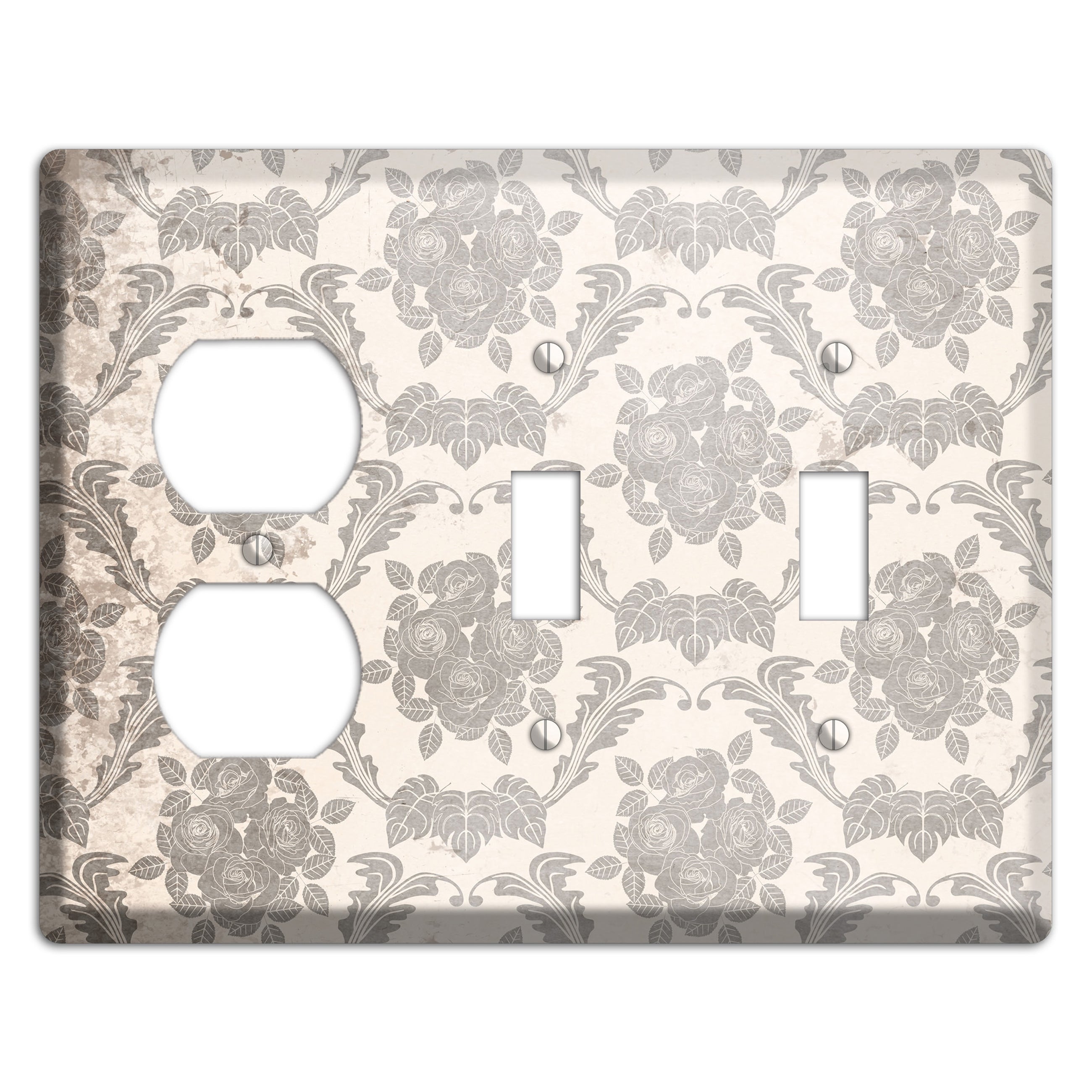 Pearl Bush Vintage Rose Damask Duplex / 2 Toggle Wallplate