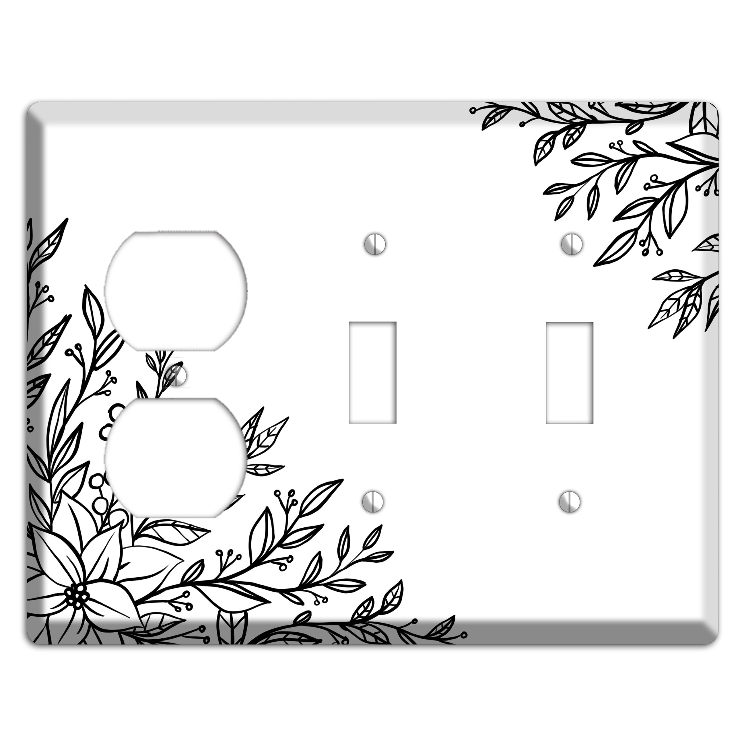 Hand-Drawn Floral 7 Duplex / 2 Toggle Wallplate