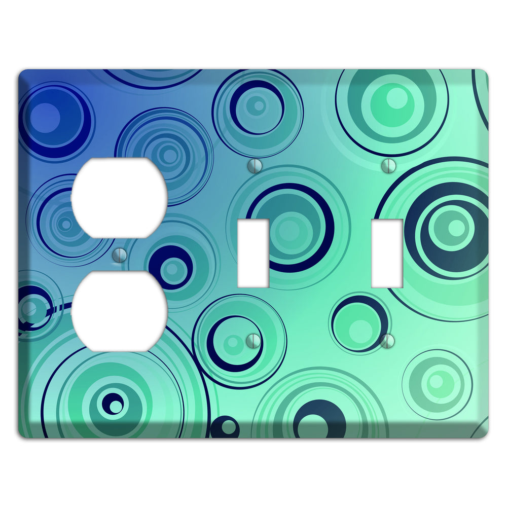 Blue and Green Circles Duplex / 2 Toggle Wallplate