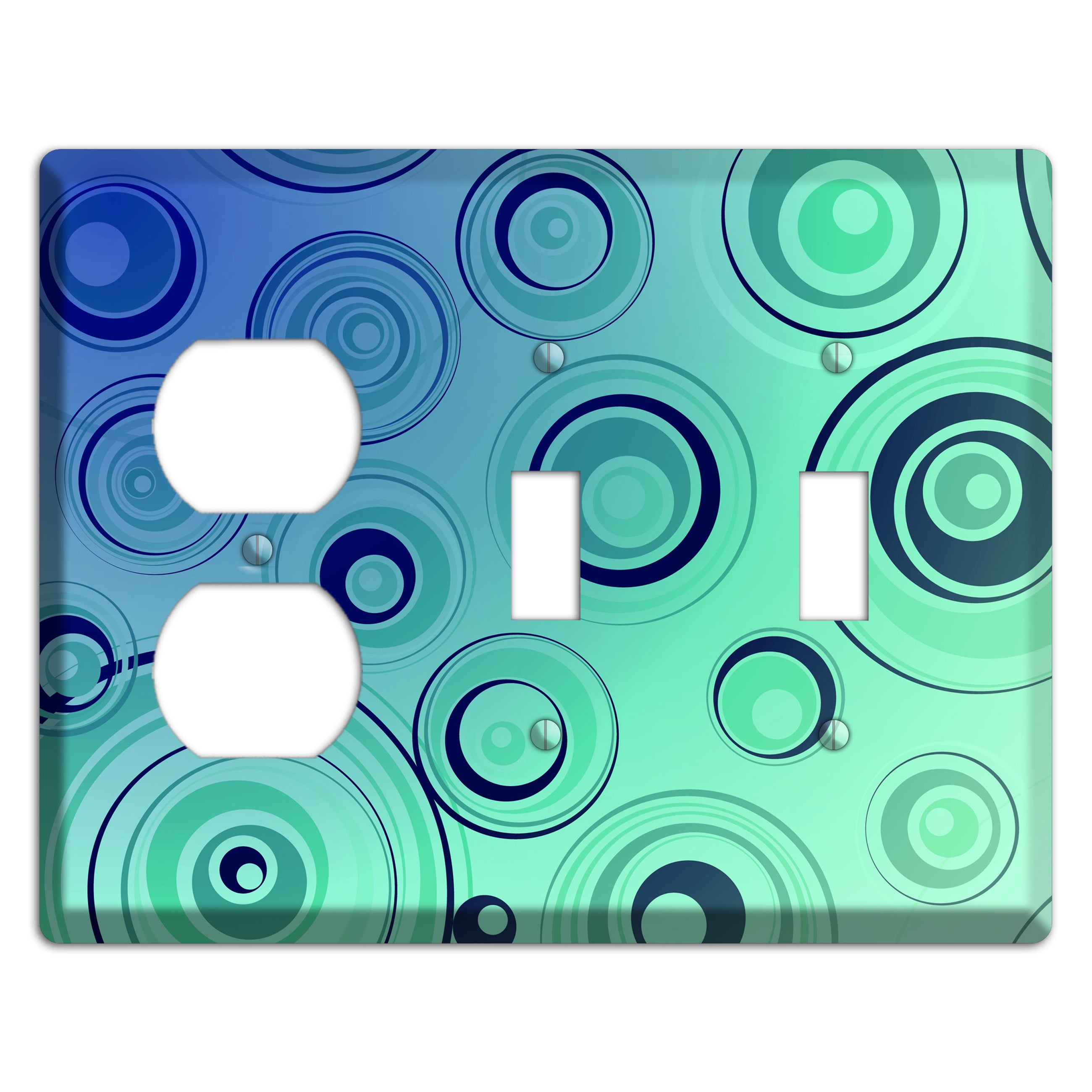 Blue and Green Circles Duplex / 2 Toggle Wallplate