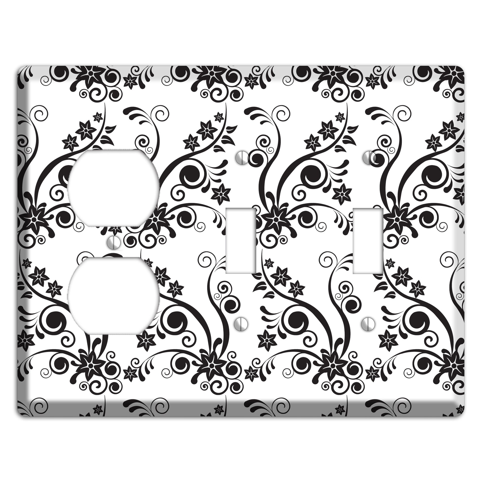 Scrolled Floral Toile Duplex / 2 Toggle Wallplate