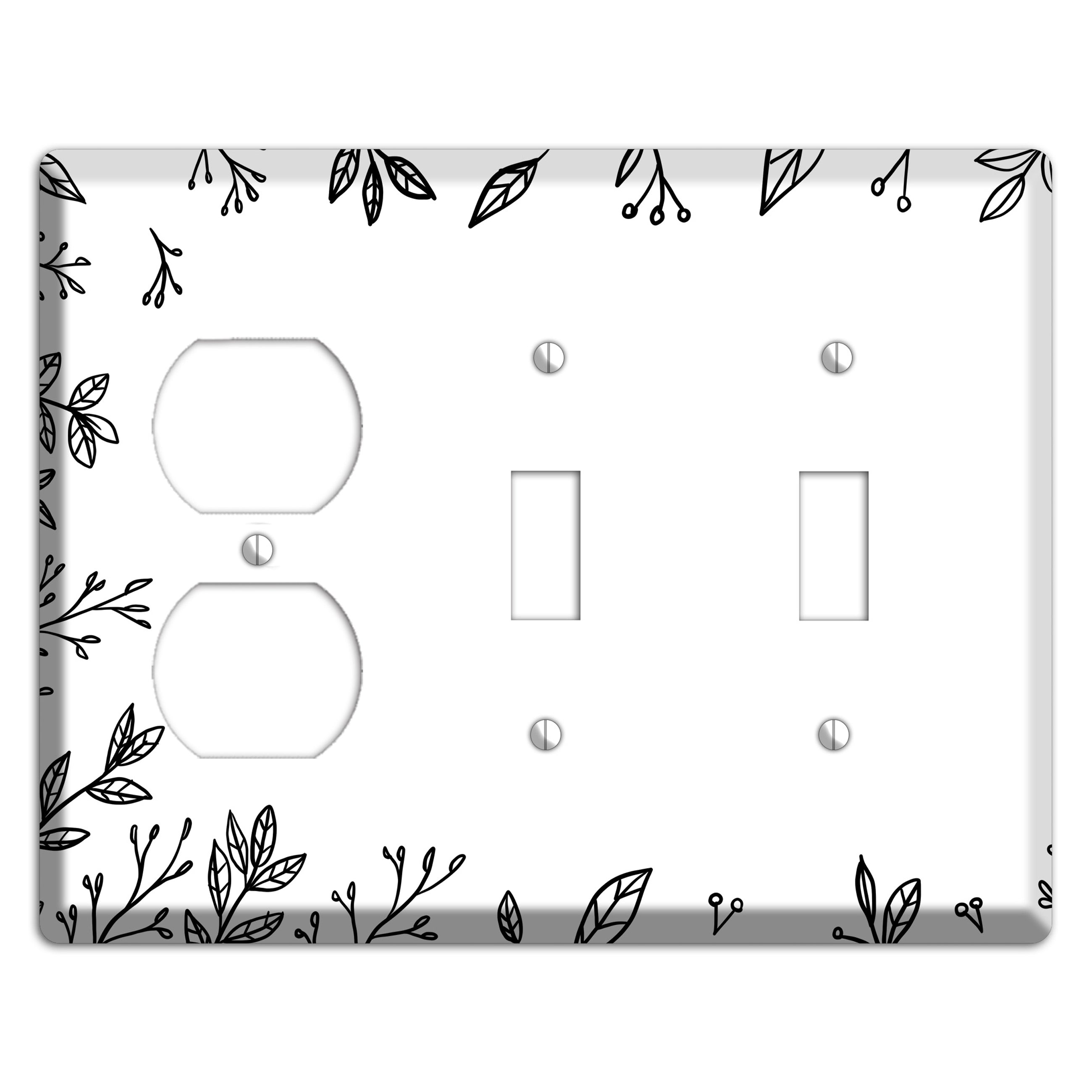 Hand-Drawn Floral 29 Duplex / 2 Toggle Wallplate