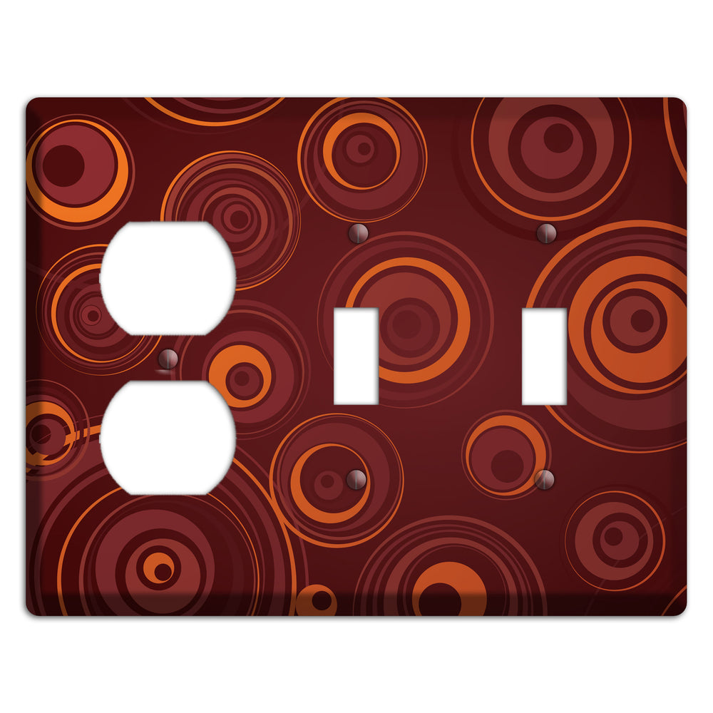 Brown Circles Duplex / 2 Toggle Wallplate