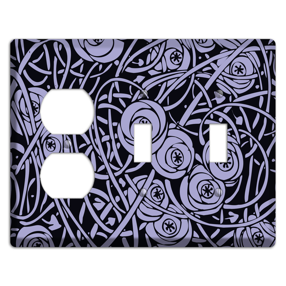 Lilac Deco Floral Duplex / 2 Toggle Wallplate
