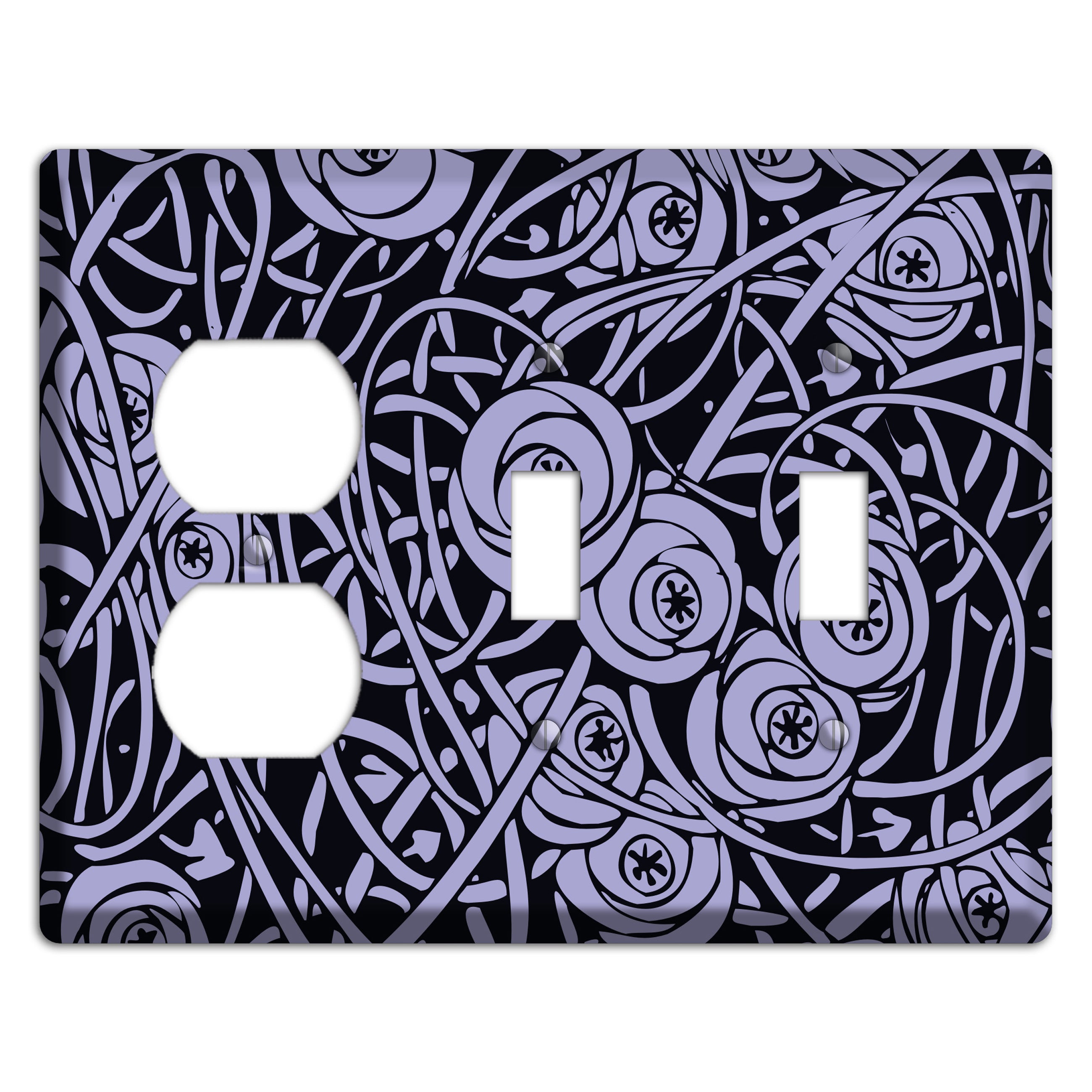 Lilac Deco Floral Duplex / 2 Toggle Wallplate