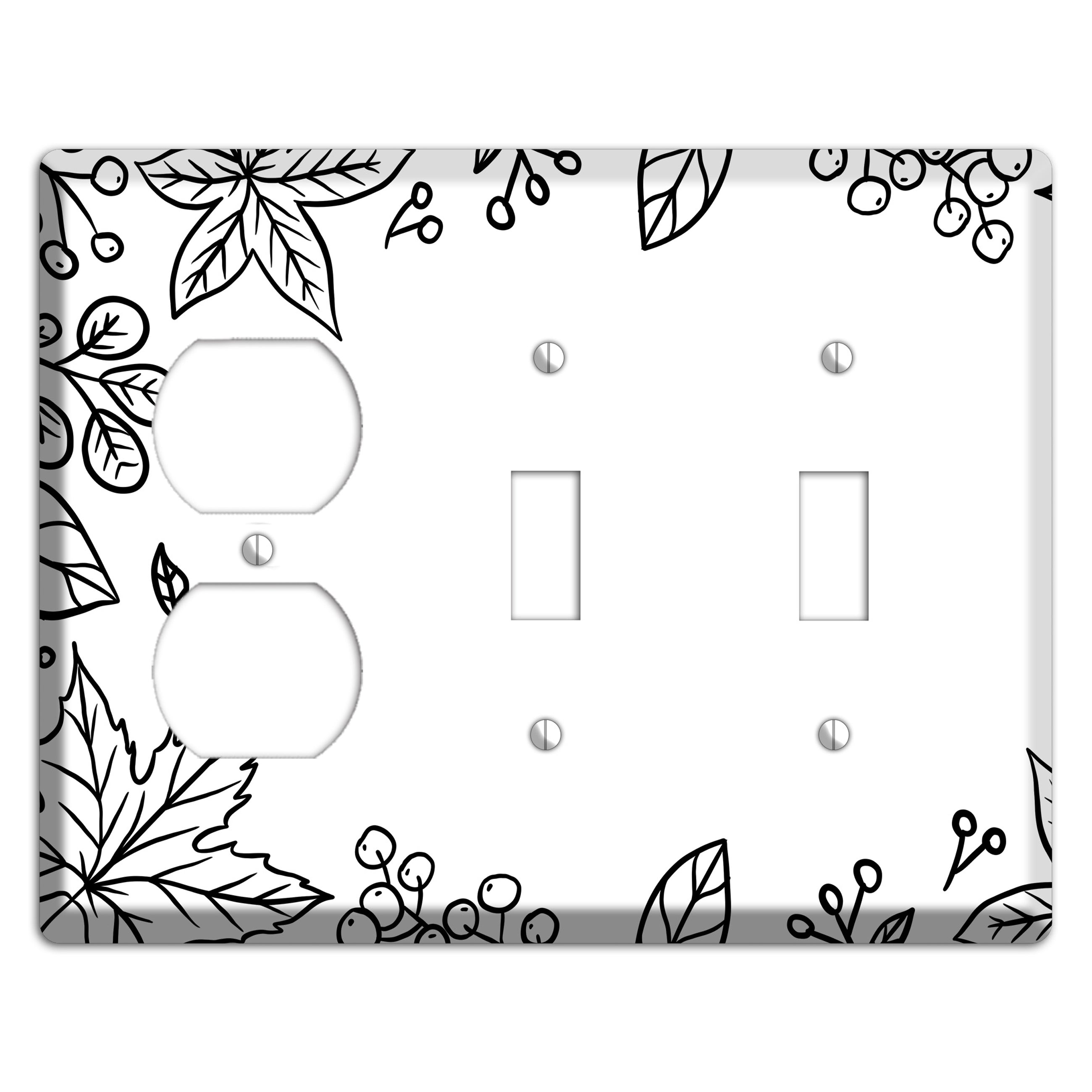 Hand-Drawn Floral 25 Duplex / 2 Toggle Wallplate