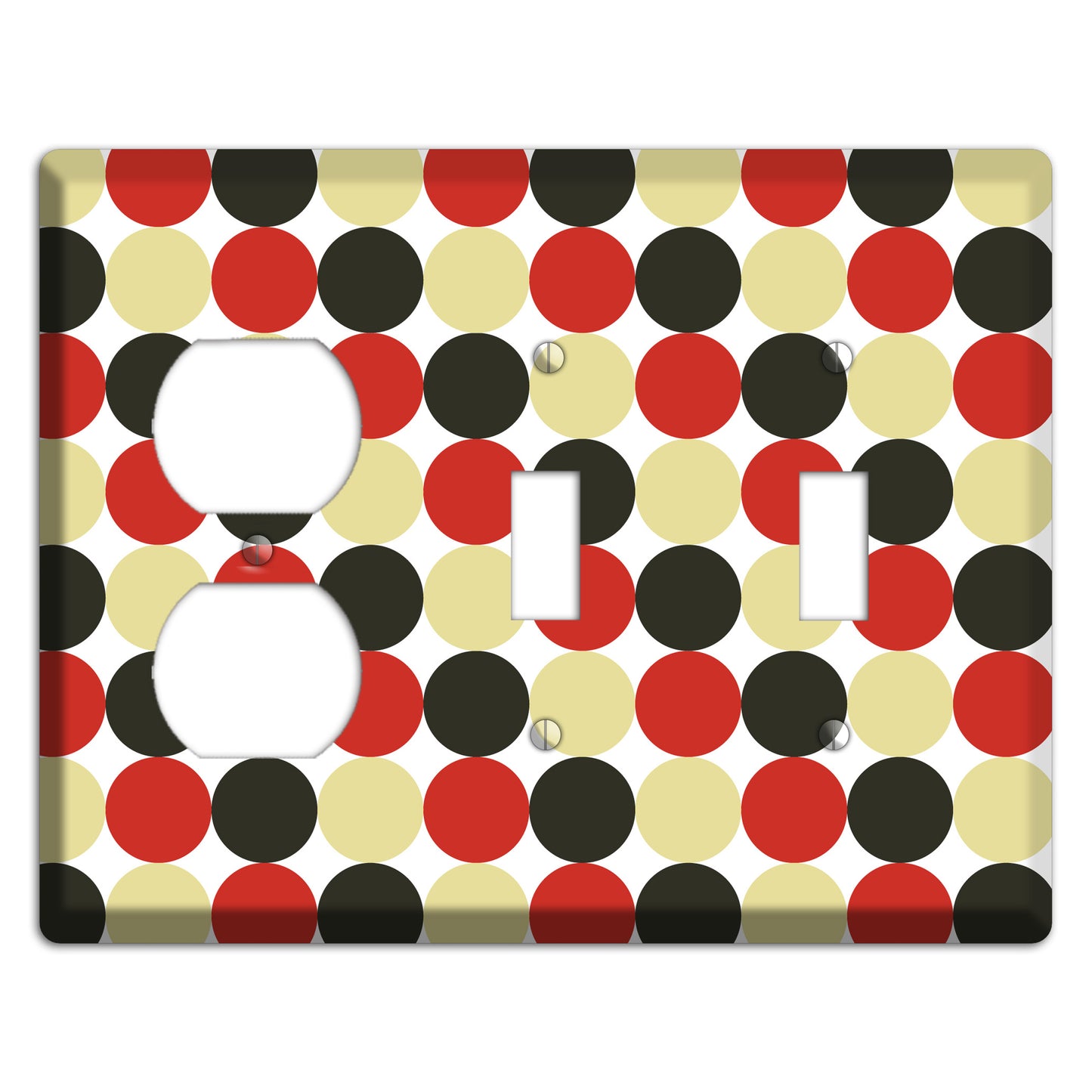 Beige Red Black Tiled Dots Duplex / 2 Toggle Wallplate