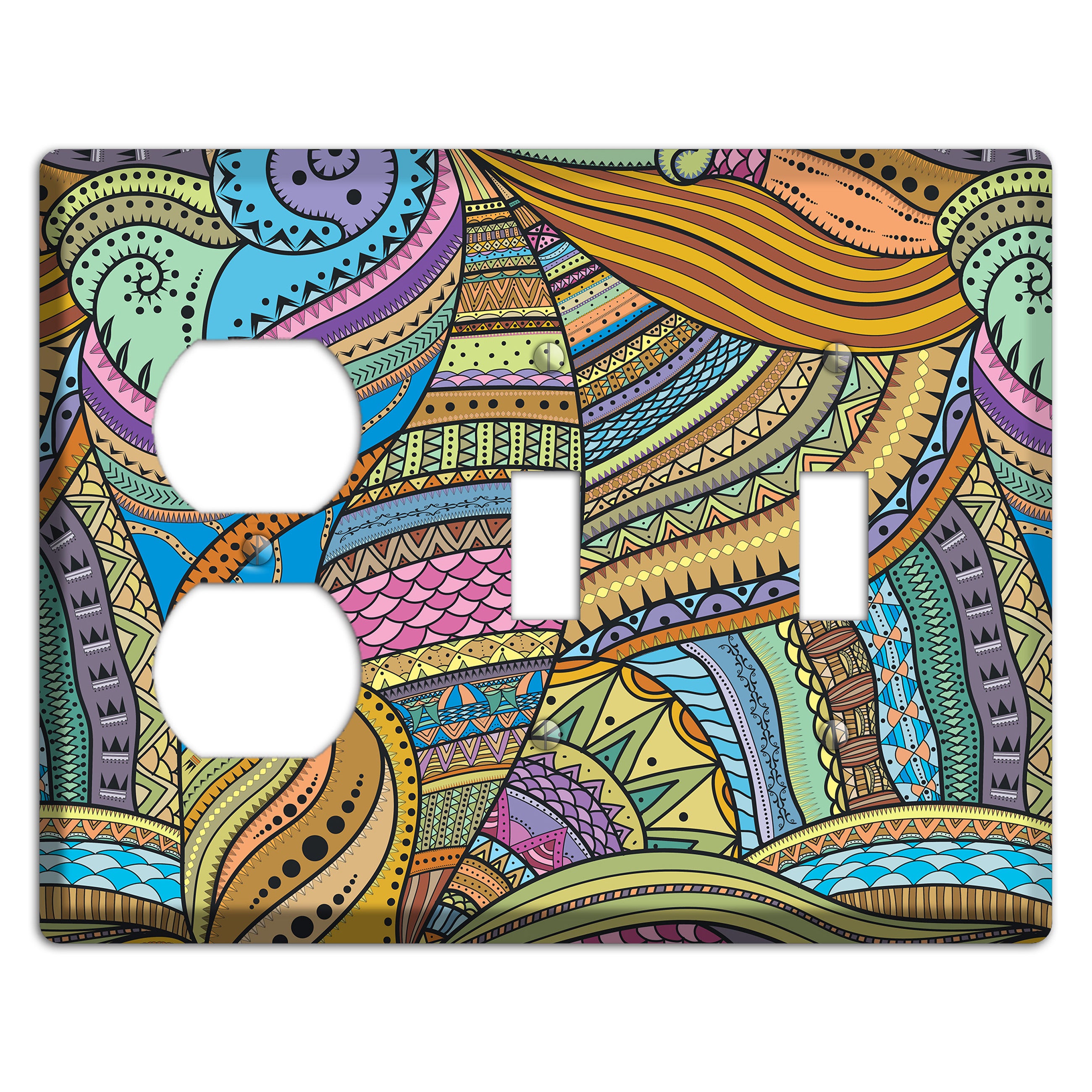 Retro Flourish 6 Duplex / 2 Toggle Wallplate