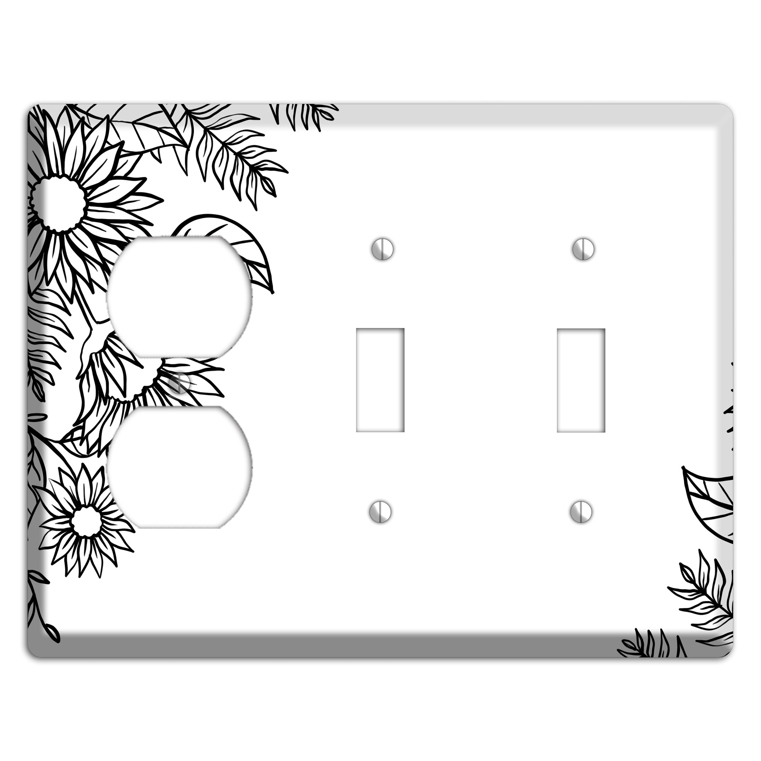 Hand-Drawn Floral 5 Duplex / 2 Toggle Wallplate