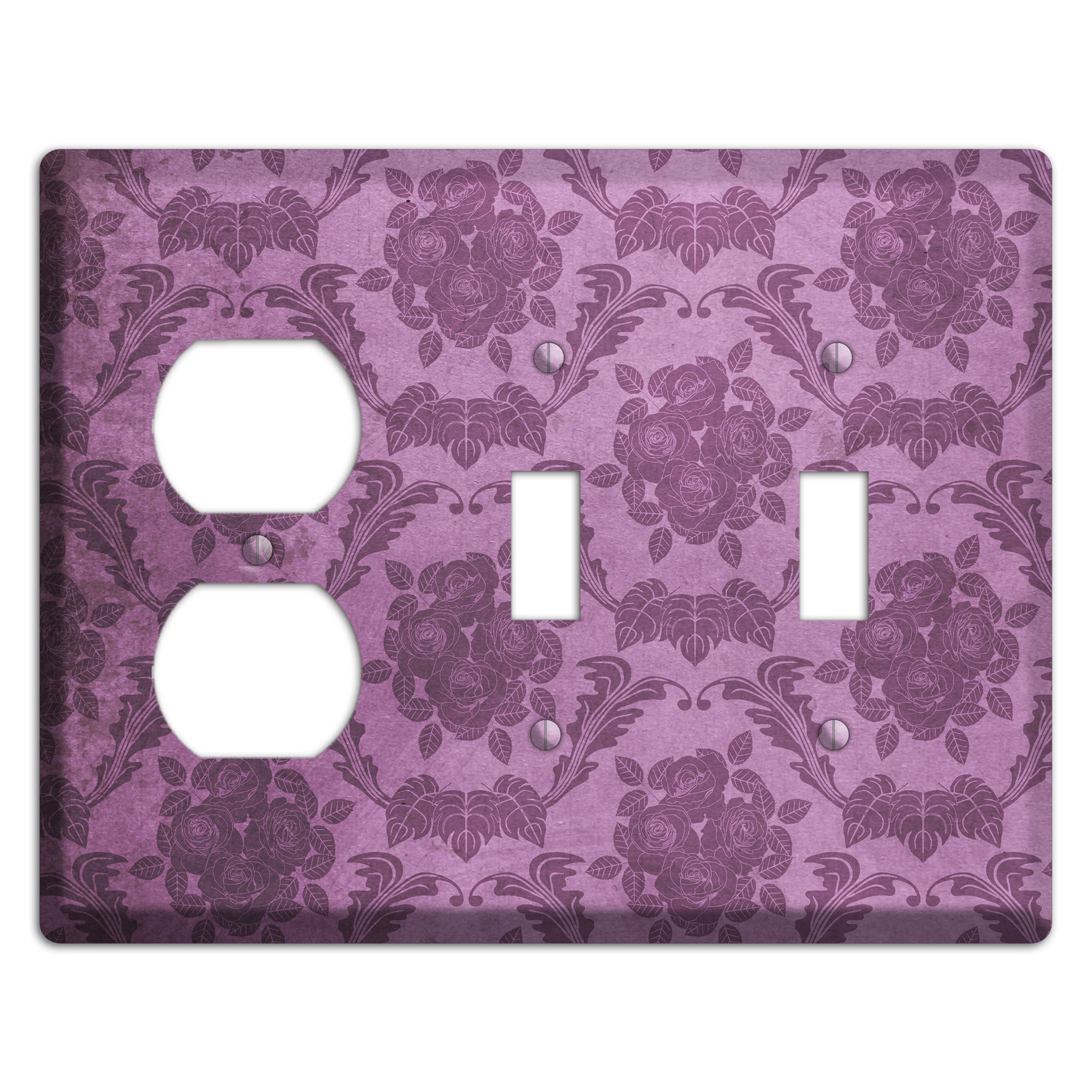 Bouquet Vintage Rose Damask Duplex / 2 Toggle Wallplate