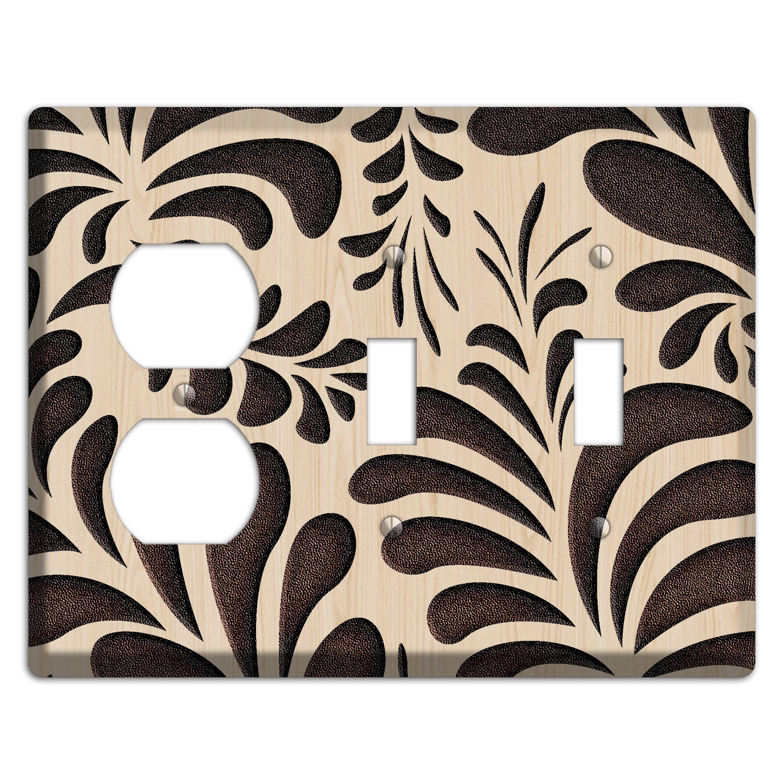 Herati Wood Lasered Duplex / 2 Toggle Wallplate