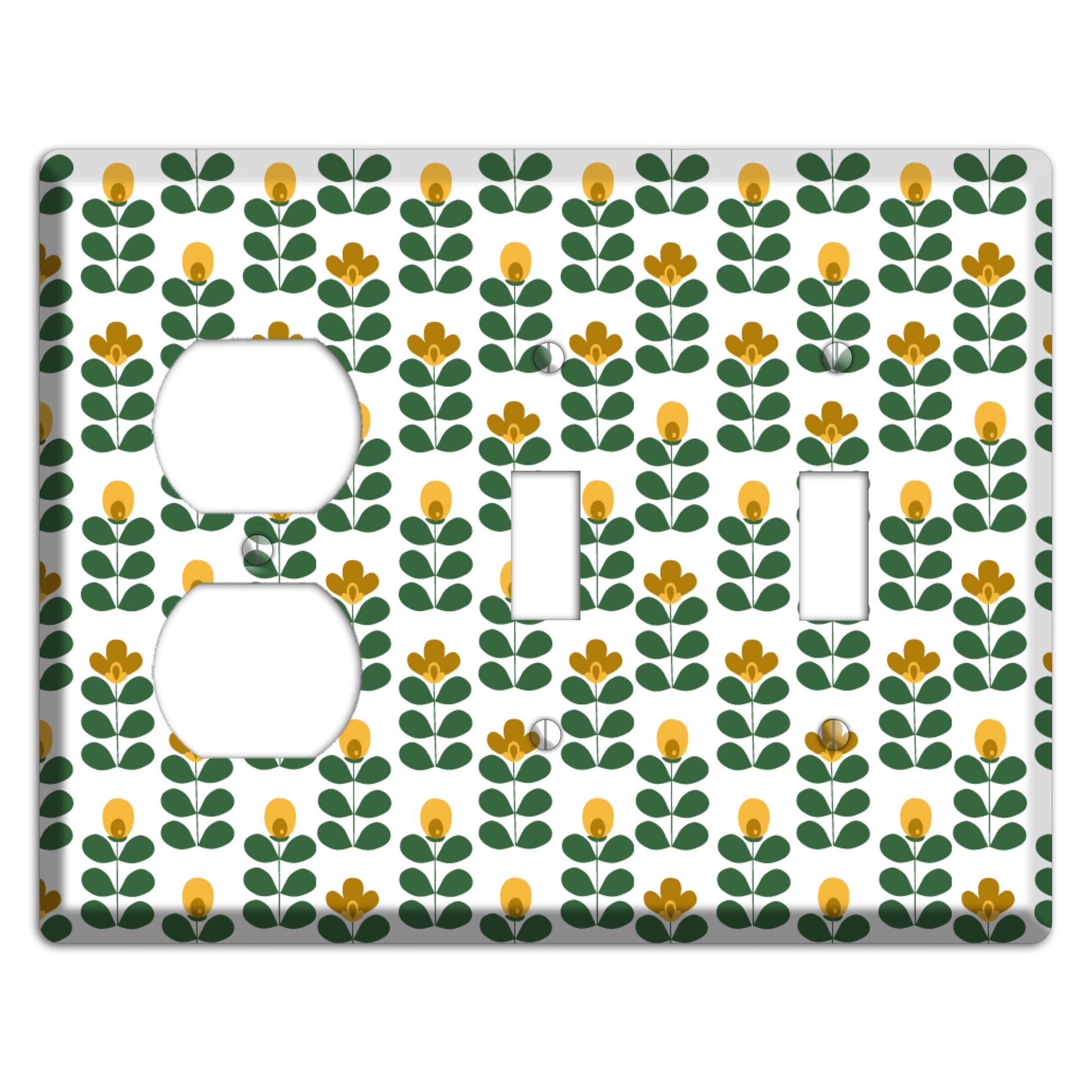 Multi Mustard Deco Floral Half Drop Duplex / 2 Toggle Wallplate